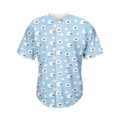 Cute Sheep Pattern Print Men's Baseball Jersey