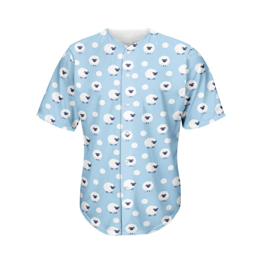 Cute Sheep Pattern Print Men's Baseball Jersey