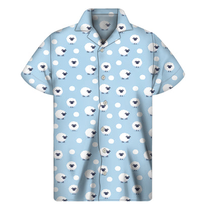 Cute Sheep Pattern Print Men's Short Sleeve Shirt