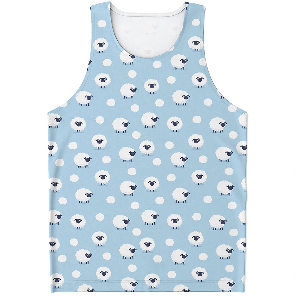 Cute Sheep Pattern Print Men's Tank Top