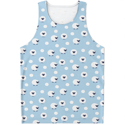 Cute Sheep Pattern Print Men's Tank Top