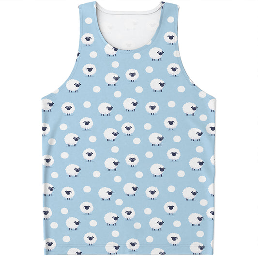 Cute Sheep Pattern Print Men's Tank Top