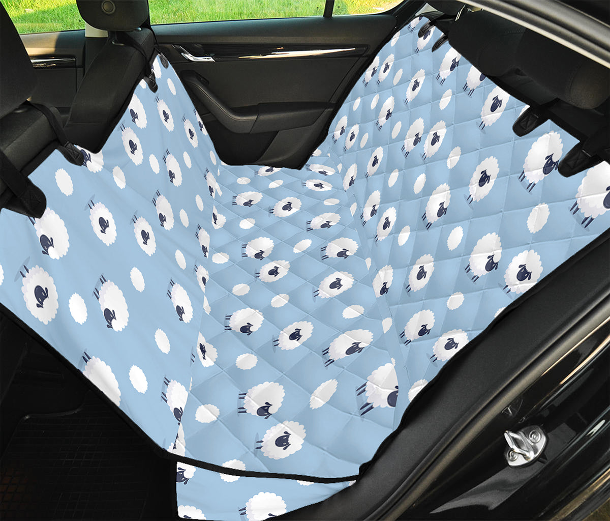 Cute Sheep Pattern Print Pet Car Back Seat Cover