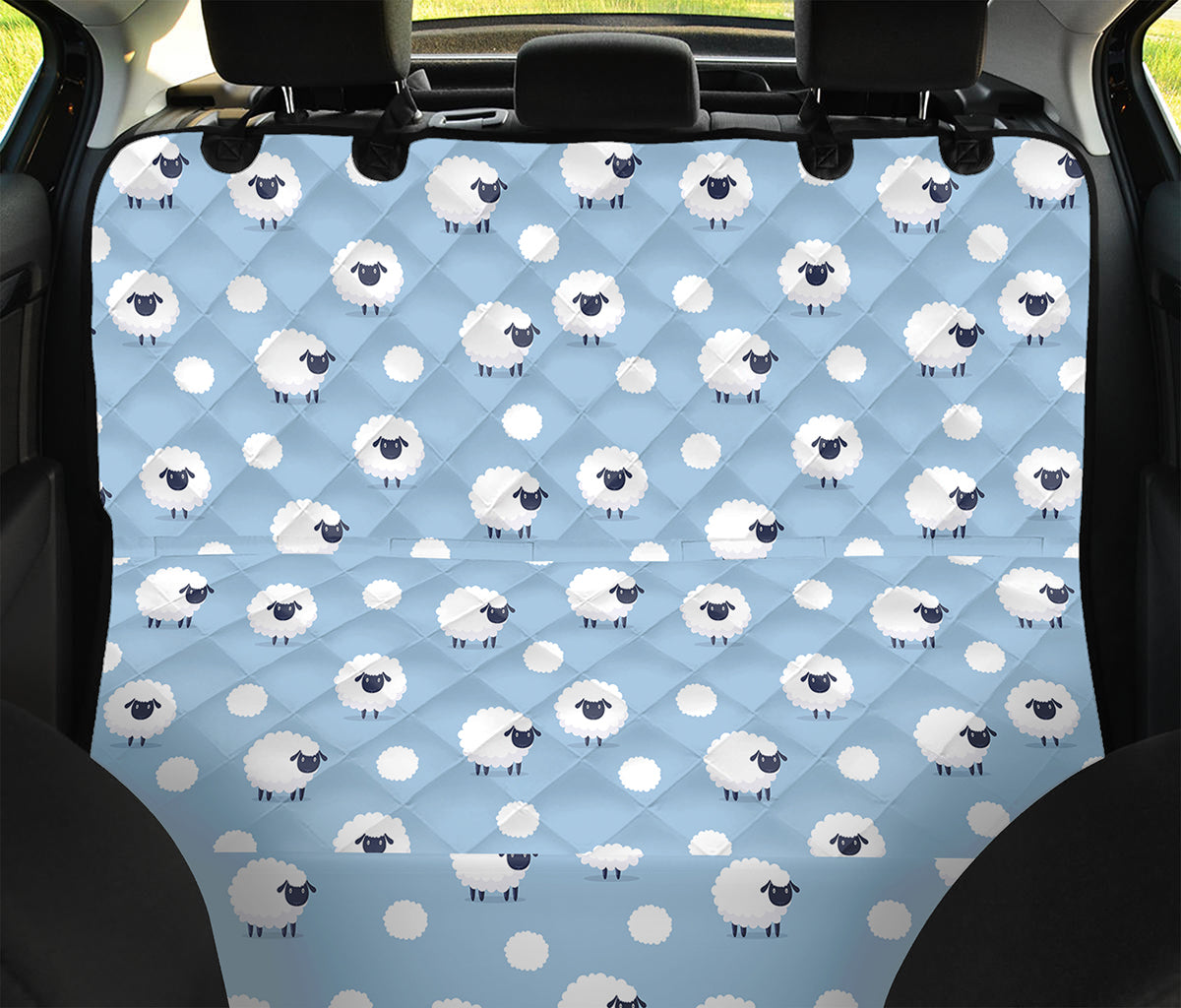Cute Sheep Pattern Print Pet Car Back Seat Cover