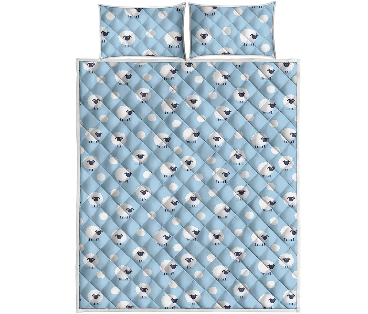 Cute Sheep Pattern Print Quilt Bed Set