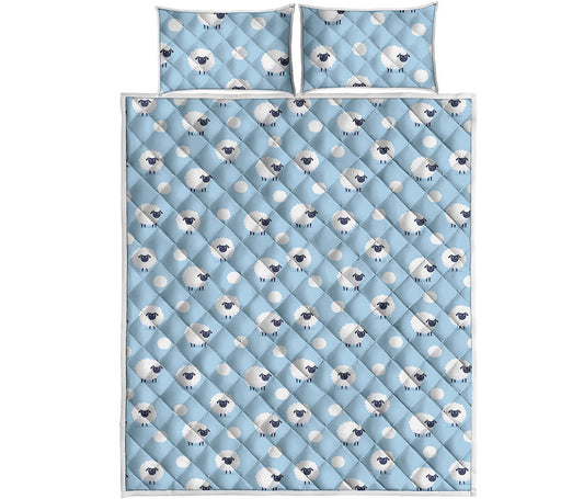 Cute Sheep Pattern Print Quilt Bed Set