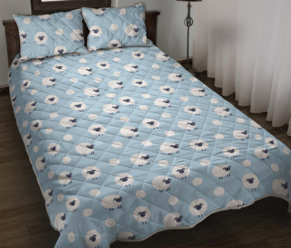 Cute Sheep Pattern Print Quilt Bed Set