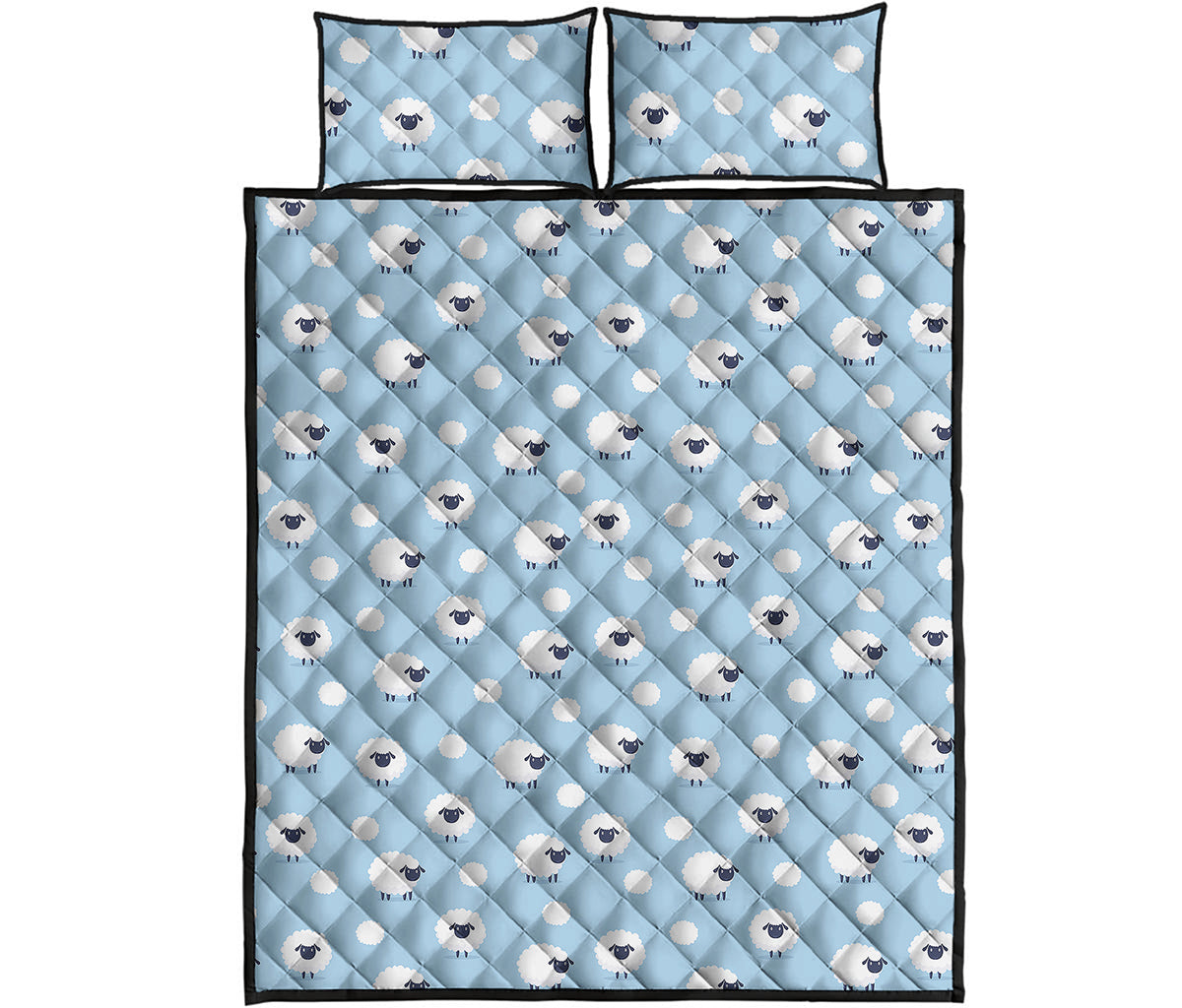 Cute Sheep Pattern Print Quilt Bed Set