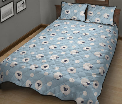 Cute Sheep Pattern Print Quilt Bed Set