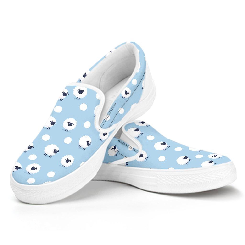 Cute Sheep Pattern Print White Slip On Shoes