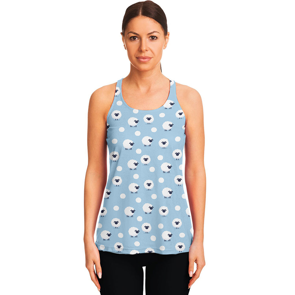 Cute Sheep Pattern Print Women's Racerback Tank Top