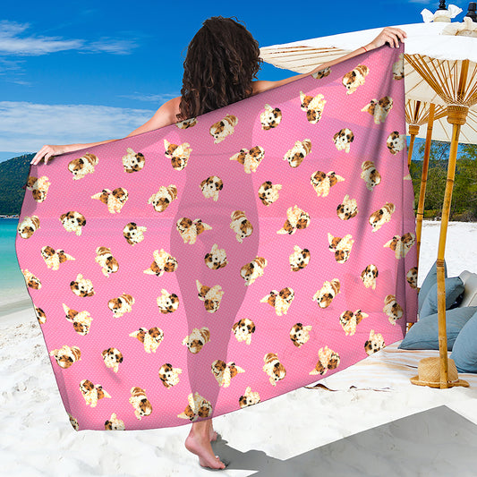 Cute Shih Tzu Pattern Print Beach Sarong Wrap
