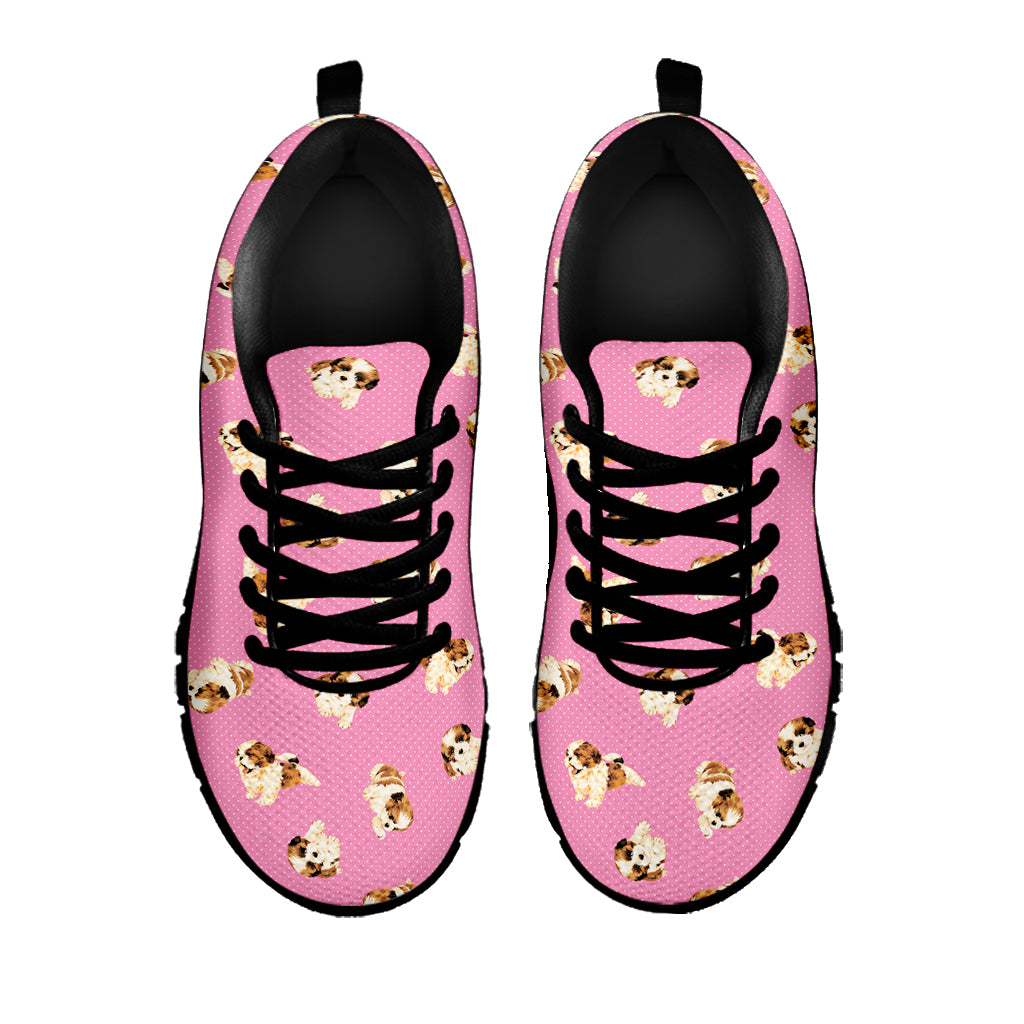 Cute Shih Tzu Pattern Print Black Sneakers