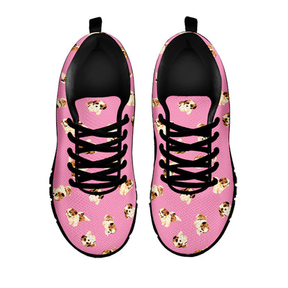 Cute Shih Tzu Pattern Print Black Sneakers