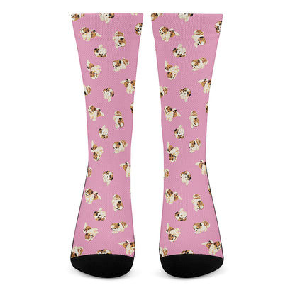Cute Shih Tzu Pattern Print Crew Socks