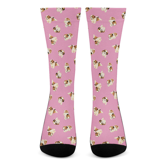 Cute Shih Tzu Pattern Print Crew Socks