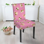 Cute Shih Tzu Pattern Print Dining Chair Slipcover