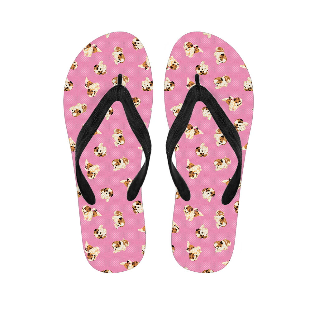 Cute Shih Tzu Pattern Print Flip Flops