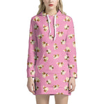 Cute Shih Tzu Pattern Print Hoodie Dress