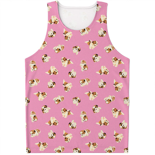 Cute Shih Tzu Pattern Print Men's Tank Top