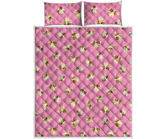 Cute Shih Tzu Pattern Print Quilt Bed Set