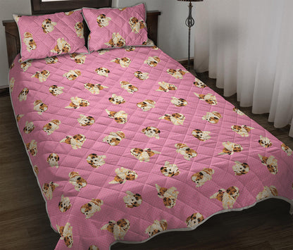 Cute Shih Tzu Pattern Print Quilt Bed Set