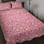 Cute Shih Tzu Pattern Print Quilt Bed Set