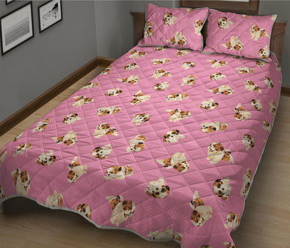 Cute Shih Tzu Pattern Print Quilt Bed Set