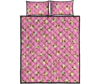Cute Shih Tzu Pattern Print Quilt Bed Set