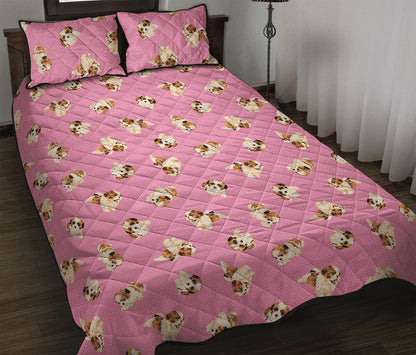 Cute Shih Tzu Pattern Print Quilt Bed Set