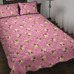 Cute Shih Tzu Pattern Print Quilt Bed Set