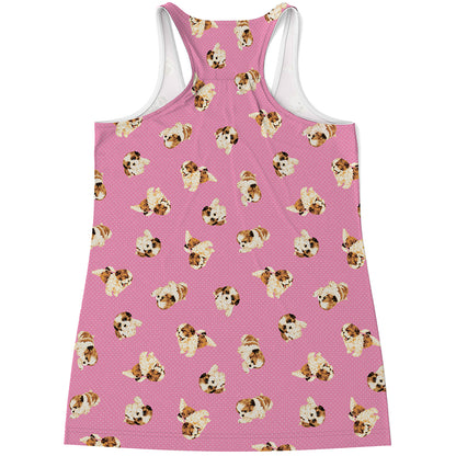 Cute Shih Tzu Pattern Print Women's Racerback Tank Top