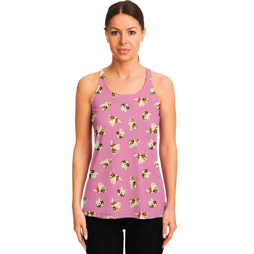 Cute Shih Tzu Pattern Print Women's Racerback Tank Top