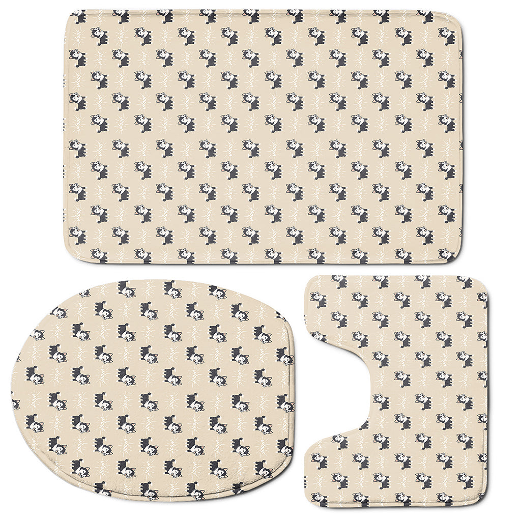 Cute Siberian Husky Pattern Print 3 Piece Bath Mat Set