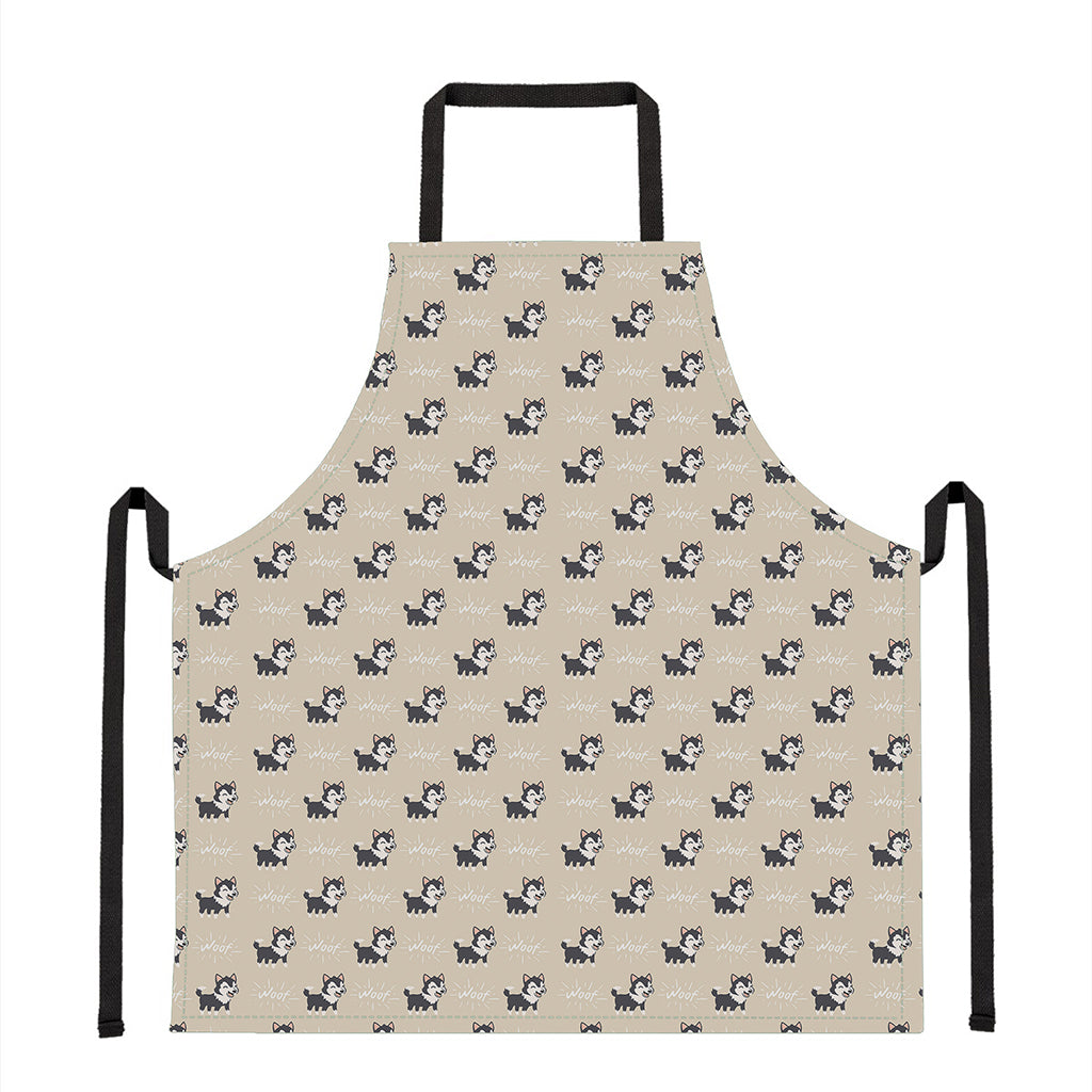 Cute Siberian Husky Pattern Print Apron