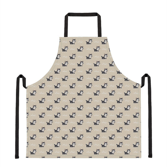 Cute Siberian Husky Pattern Print Apron