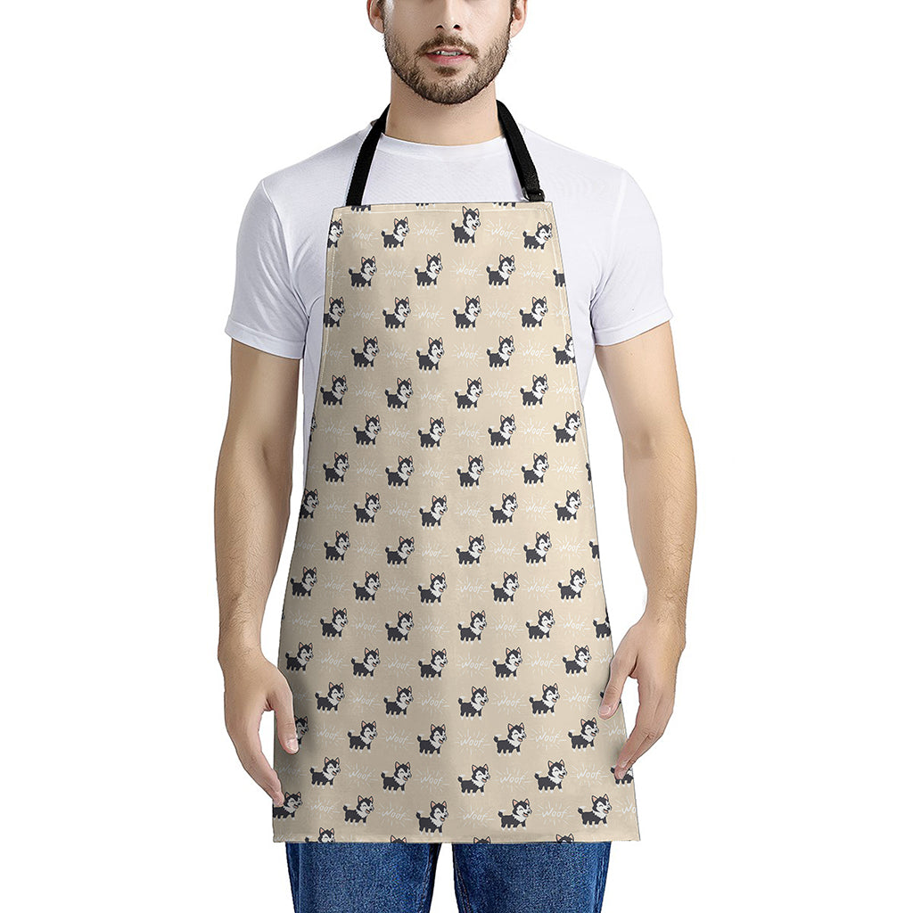 Cute Siberian Husky Pattern Print Apron