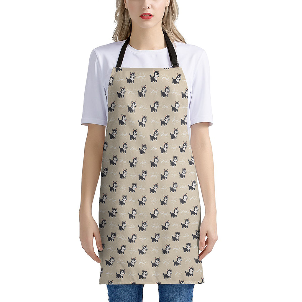 Cute Siberian Husky Pattern Print Apron
