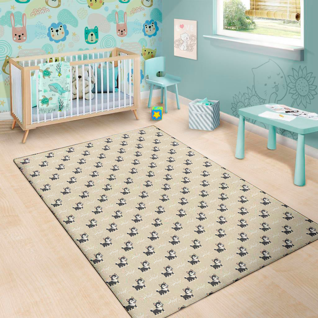Cute Siberian Husky Pattern Print Area Rug