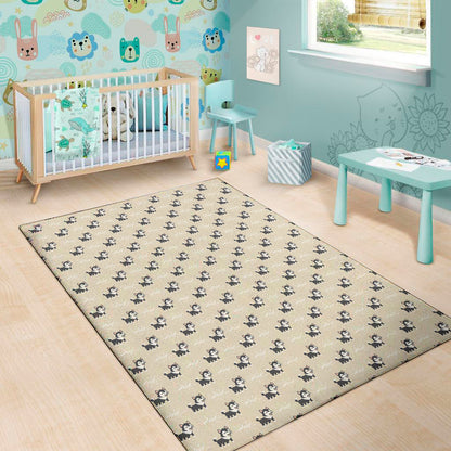 Cute Siberian Husky Pattern Print Area Rug