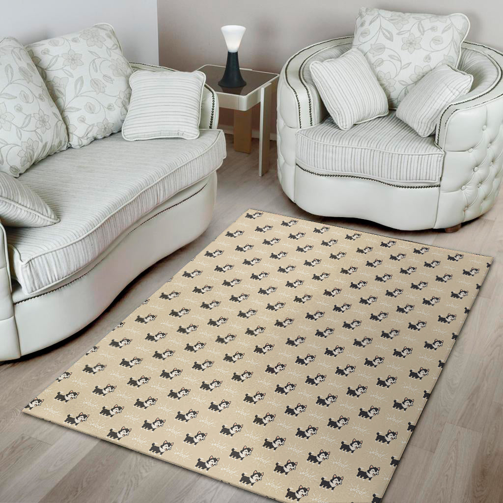 Cute Siberian Husky Pattern Print Area Rug