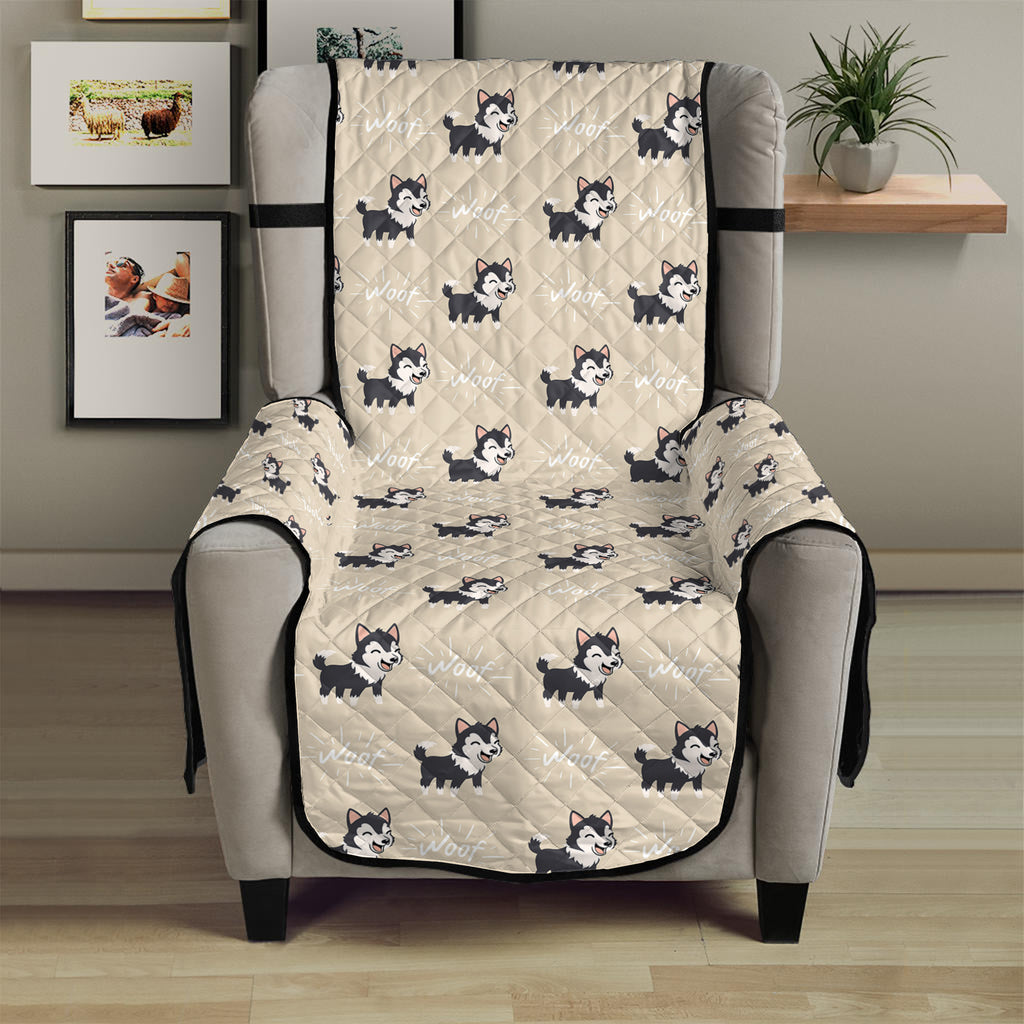 Cute Siberian Husky Pattern Print Armchair Protector