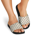 Cute Siberian Husky Pattern Print Black Slide Sandals