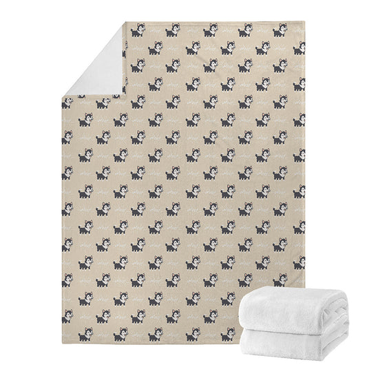 Cute Siberian Husky Pattern Print Blanket