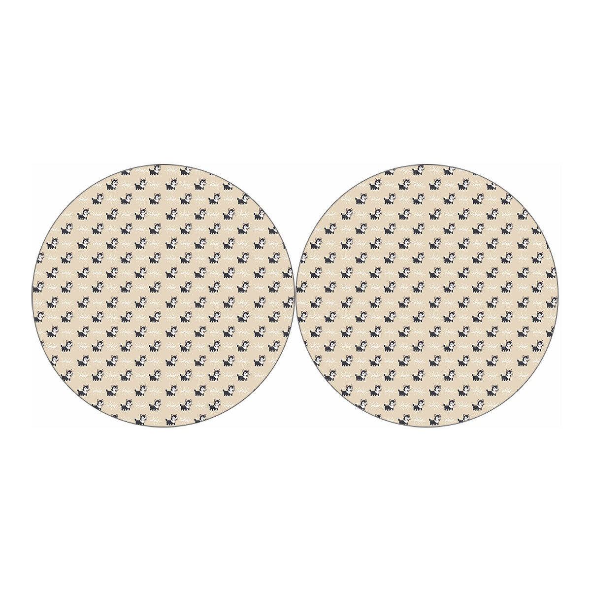 Cute Siberian Husky Pattern Print Car Coasters