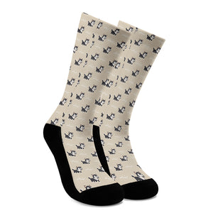 Cute Siberian Husky Pattern Print Crew Socks