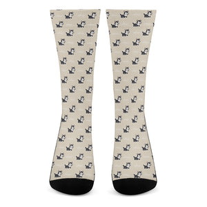 Cute Siberian Husky Pattern Print Crew Socks