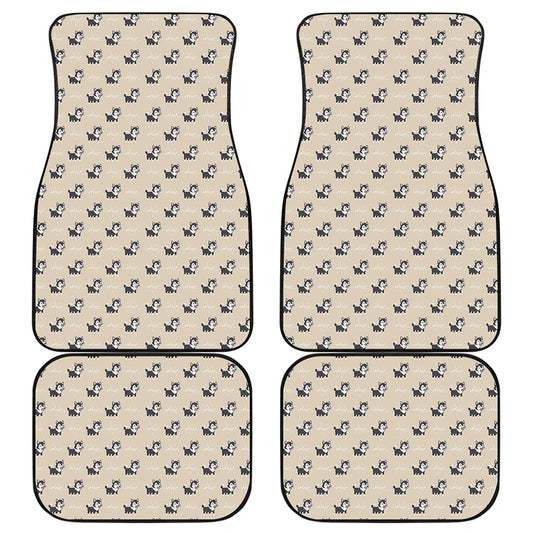 Cute Siberian Husky Pattern Print Front and Back Car Floor Mats