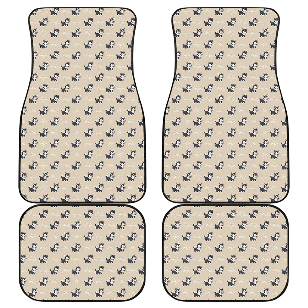 Cute Siberian Husky Pattern Print Front and Back Car Floor Mats