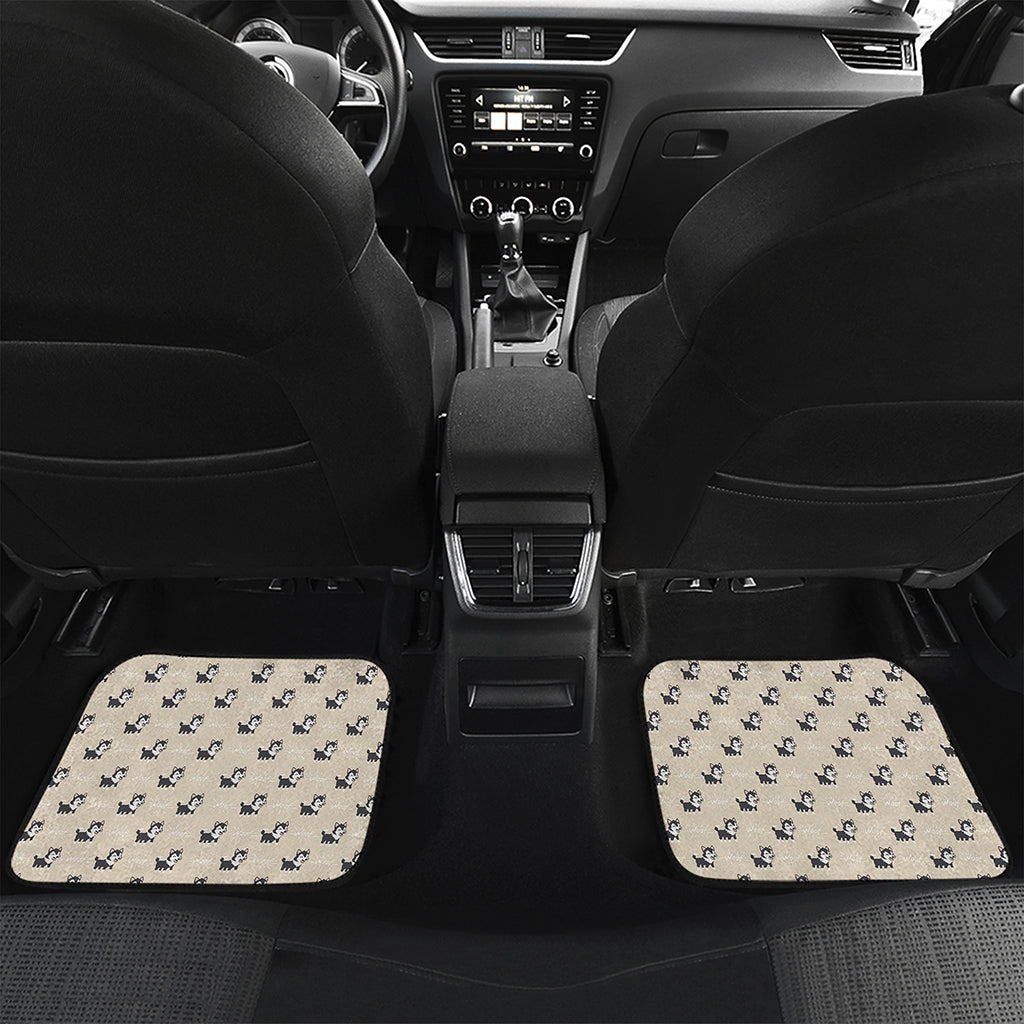 Cute Siberian Husky Pattern Print Front and Back Car Floor Mats